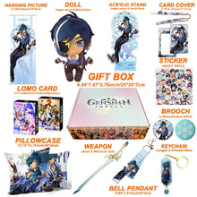 Cargar imagen en el visor de la galería, Genshin Impact Gift Box: Exclusive Chibi Keychain &amp; Collectibles Set - Limited Edition
