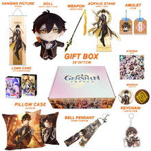 Cargar imagen en el visor de la galería, Genshin Impact Gift Box: Exclusive Chibi Keychain &amp; Collectibles Set - Limited Edition
