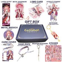Cargar imagen en el visor de la galería, Genshin Impact Gift Box: Exclusive Chibi Keychain &amp; Collectibles Set - Limited Edition
