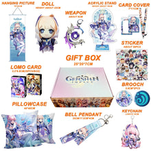 Cargar imagen en el visor de la galería, Genshin Impact Gift Box: Exclusive Chibi Keychain &amp; Collectibles Set - Limited Edition
