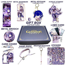 Cargar imagen en el visor de la galería, Genshin Impact Gift Box: Exclusive Chibi Keychain &amp; Collectibles Set - Limited Edition
