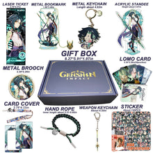 Cargar imagen en el visor de la galería, Genshin Impact Gift Box: Exclusive Chibi Keychain &amp; Collectibles Set - Limited Edition
