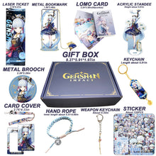 Cargar imagen en el visor de la galería, Genshin Impact Gift Box: Exclusive Chibi Keychain &amp; Collectibles Set - Limited Edition
