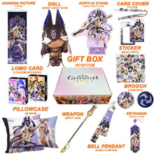 Cargar imagen en el visor de la galería, Genshin Impact Gift Box: Exclusive Chibi Keychain &amp; Collectibles Set - Limited Edition
