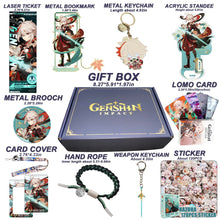 Cargar imagen en el visor de la galería, Genshin Impact Gift Box: Exclusive Chibi Keychain &amp; Collectibles Set - Limited Edition
