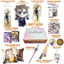 Cargar imagen en el visor de la galería, Genshin Impact Gift Box: Exclusive Chibi Keychain &amp; Collectibles Set - Limited Edition
