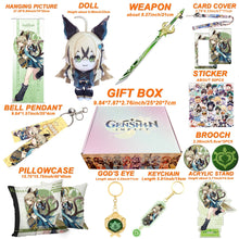 Cargar imagen en el visor de la galería, Genshin Impact Gift Box: Exclusive Chibi Keychain &amp; Collectibles Set - Limited Edition
