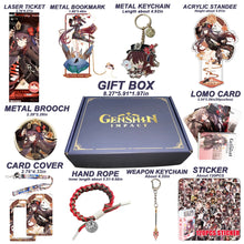 Cargar imagen en el visor de la galería, Genshin Impact Gift Box: Exclusive Chibi Keychain &amp; Collectibles Set - Limited Edition
