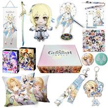 Cargar imagen en el visor de la galería, Genshin Impact Gift Box: Exclusive Chibi Keychain &amp; Collectibles Set - Limited Edition
