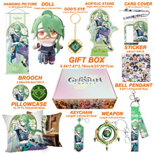 Cargar imagen en el visor de la galería, Genshin Impact Gift Box: Exclusive Chibi Keychain &amp; Collectibles Set - Limited Edition
