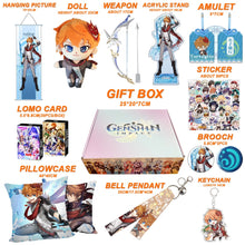 Cargar imagen en el visor de la galería, Genshin Impact Gift Box: Exclusive Chibi Keychain &amp; Collectibles Set - Limited Edition
