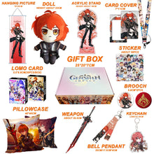 Cargar imagen en el visor de la galería, Genshin Impact Gift Box: Exclusive Chibi Keychain &amp; Collectibles Set - Limited Edition
