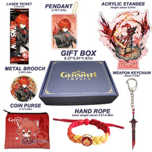 Cargar imagen en el visor de la galería, Genshin Impact Gift Box: Exclusive Chibi Keychain &amp; Collectibles Set - Limited Edition
