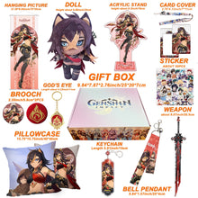 Cargar imagen en el visor de la galería, Genshin Impact Gift Box: Exclusive Chibi Keychain &amp; Collectibles Set - Limited Edition
