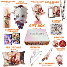 Cargar imagen en el visor de la galería, Genshin Impact Gift Box: Exclusive Chibi Keychain &amp; Collectibles Set - Limited Edition
