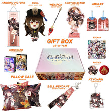 Cargar imagen en el visor de la galería, Genshin Impact Gift Box: Exclusive Chibi Keychain &amp; Collectibles Set - Limited Edition
