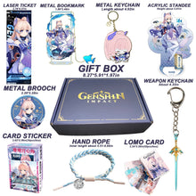 Cargar imagen en el visor de la galería, Genshin Impact Gift Box: Exclusive Chibi Keychain &amp; Collectibles Set - Limited Edition
