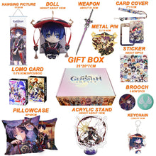 Cargar imagen en el visor de la galería, Genshin Impact Gift Box: Exclusive Chibi Keychain &amp; Collectibles Set - Limited Edition
