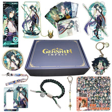 Cargar imagen en el visor de la galería, Genshin Impact Gift Box: Exclusive Chibi Keychain &amp; Collectibles Set - Limited Edition
