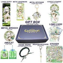 Cargar imagen en el visor de la galería, Genshin Impact Gift Box: Exclusive Chibi Keychain &amp; Collectibles Set - Limited Edition
