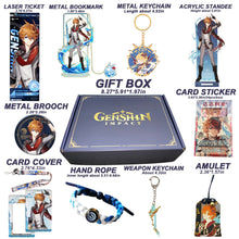 Cargar imagen en el visor de la galería, Genshin Impact Gift Box: Exclusive Chibi Keychain &amp; Collectibles Set - Limited Edition
