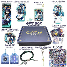 Cargar imagen en el visor de la galería, Genshin Impact Gift Box: Exclusive Chibi Keychain &amp; Collectibles Set - Limited Edition
