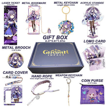 Cargar imagen en el visor de la galería, Genshin Impact Gift Box: Exclusive Chibi Keychain &amp; Collectibles Set - Limited Edition
