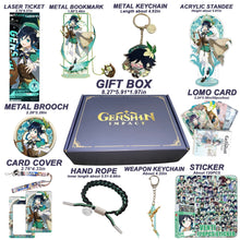 Cargar imagen en el visor de la galería, Genshin Impact Gift Box: Exclusive Chibi Keychain &amp; Collectibles Set - Limited Edition
